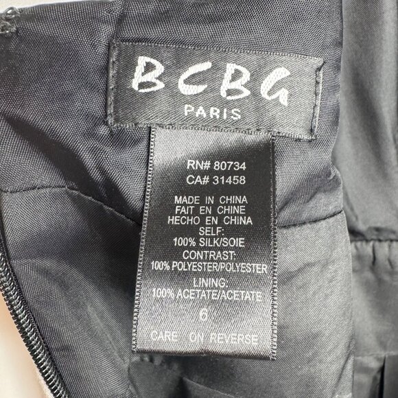 Vintage Y2K BCBG Paris‎ Black Baby Doll Mini Dress Blue Floral Empire Waist Prom - Picture 3 of 11